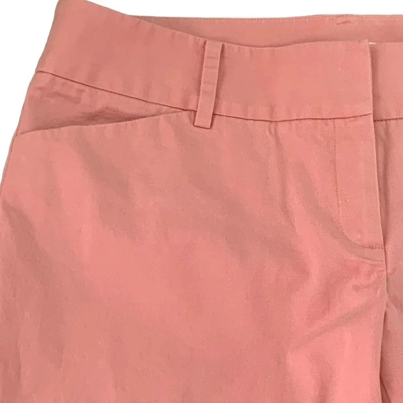 Halogen Cropped Straight Leg Trouser Pants Women Size 8 Pink Peach Fold Cuff Hem - Picture 4 of 13